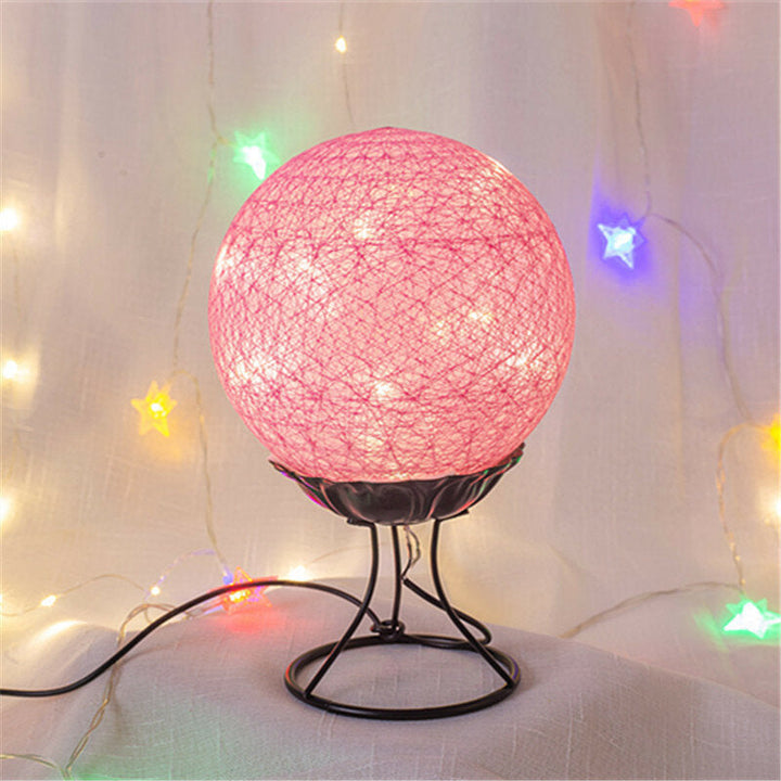 LED Linen Rattan Ball Desk Lamp USB Creative Romantic Night Light with Switch Button Image 9