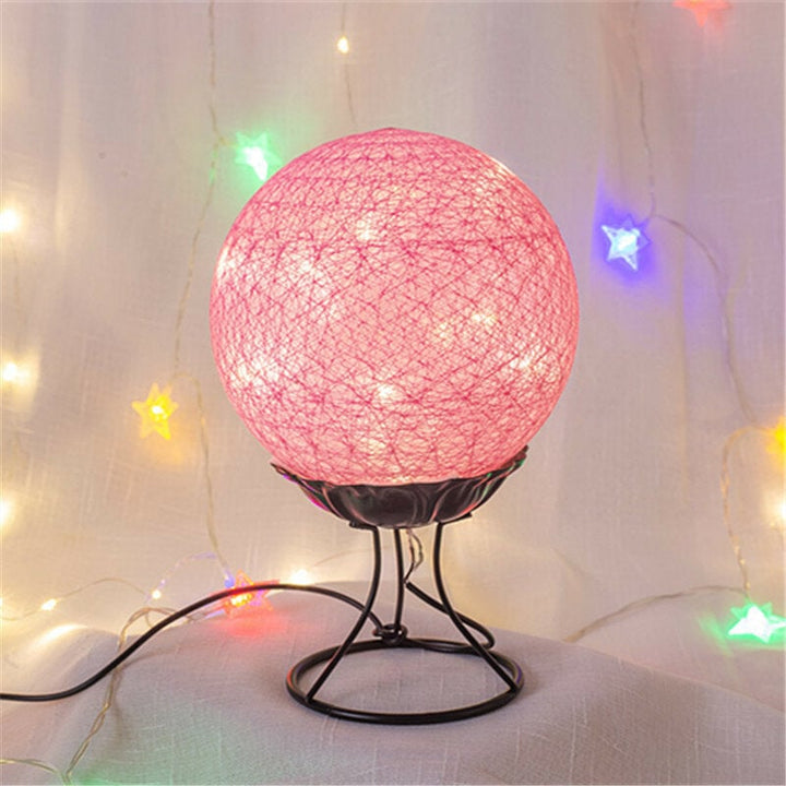 LED Linen Rattan Ball Desk Lamp USB Creative Romantic Night Light with Switch Button Image 1