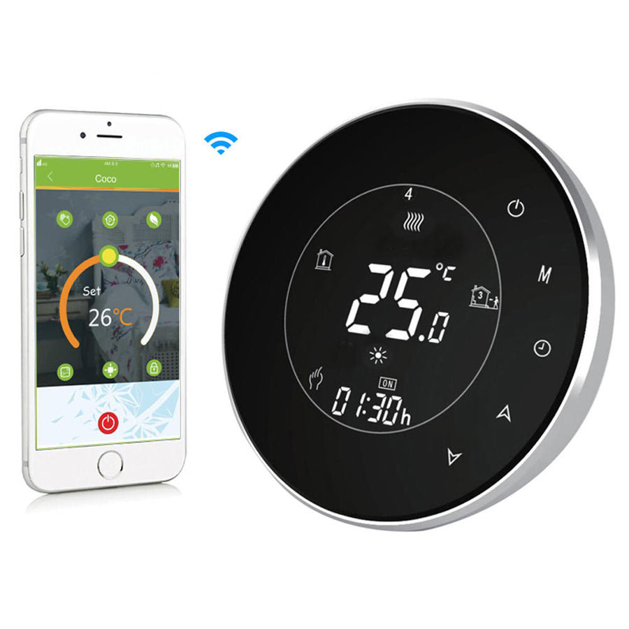 LCD Touch Screen Electric Underfloor Heating Thermostat Backlight WIFI 16A Works With Alexa Google Home Image 1