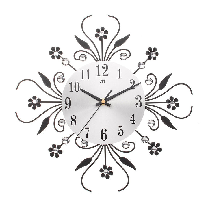 Large 3D Luxury Wall Clock Metal Modern Art Diamonds Flower Home Room Decor Image 1