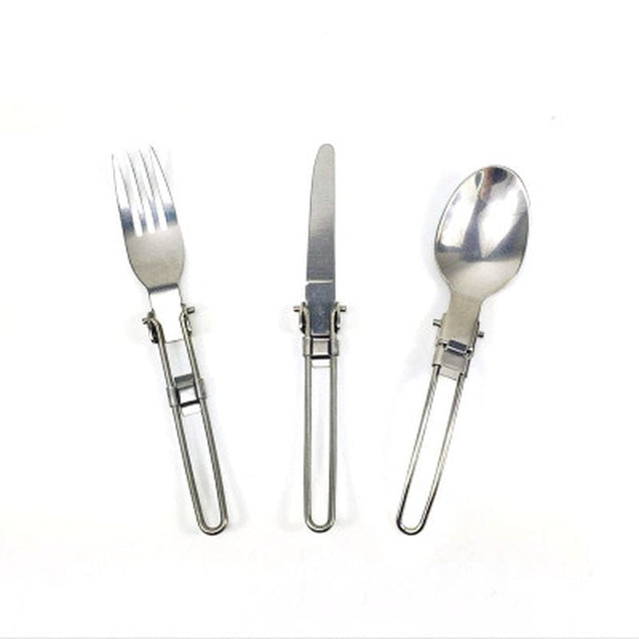 Long cookware backpack Spork fork stainless steel fold knife utensil spoon set combo Picnic camp cutlery tableware Image 4