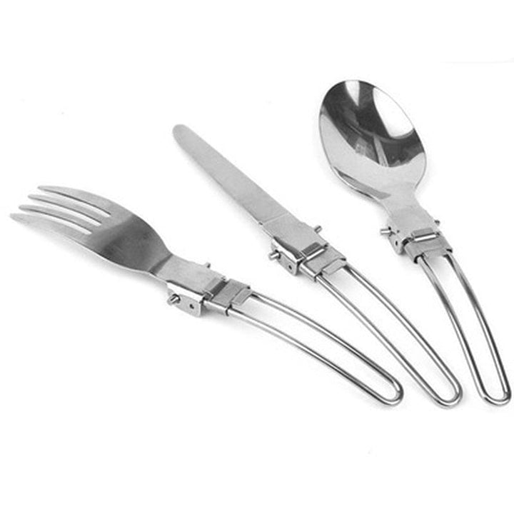 Long cookware backpack Spork fork stainless steel fold knife utensil spoon set combo Picnic camp cutlery tableware Image 5