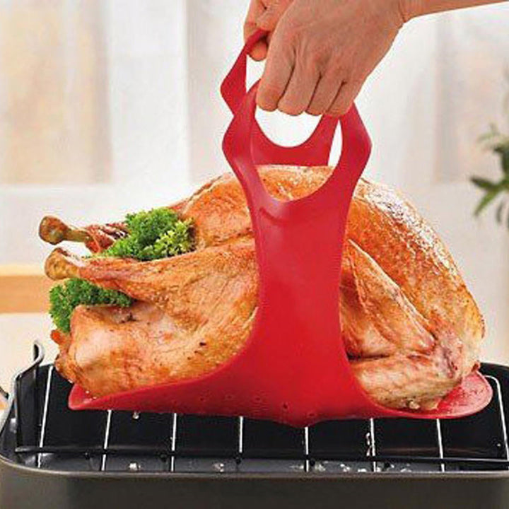 Large Silicone BBQ Mat Heat Resistant Non-Stick Oven Barbeque Meat Pad Turkey Poultry Lifter Image 4