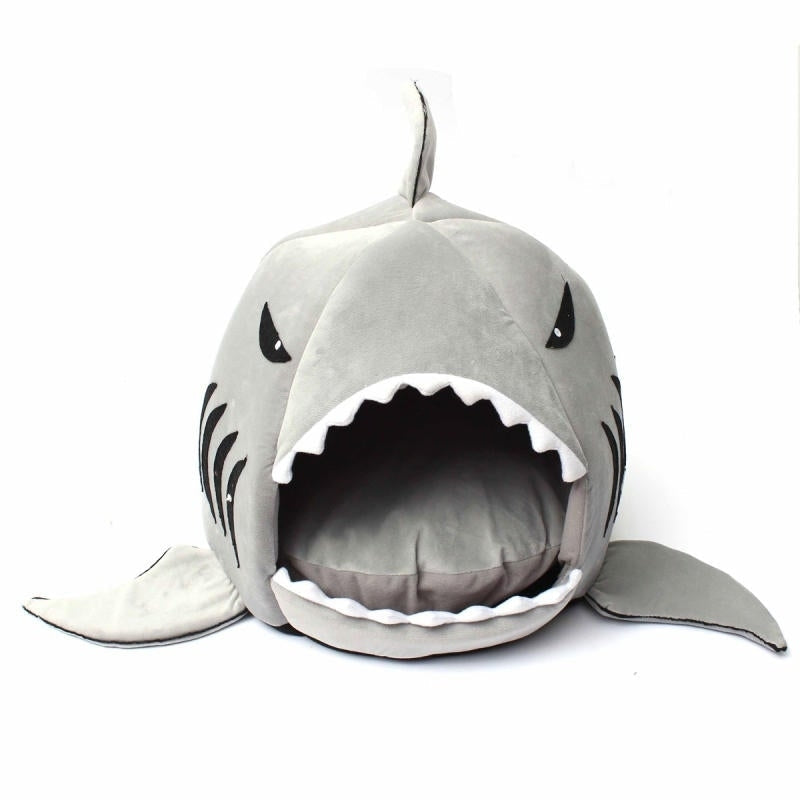 M / L Size Unique Washable Soft Shark Mouth Pet Dog Cat Cave Pet Bed House Image 1