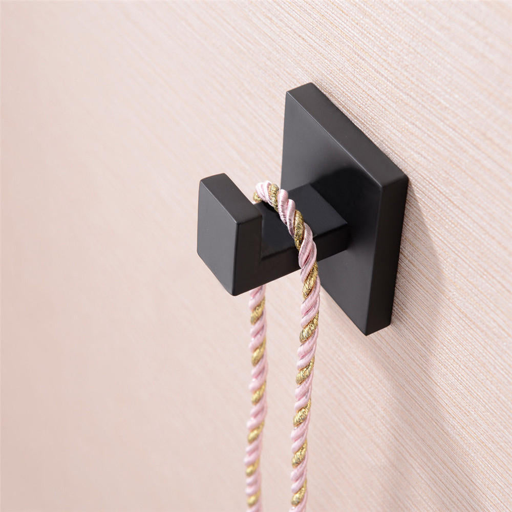 Matte Black Stainless Steel Strong Cup Hook Home Bathroom Hanger Holder Wall Robe Rails Rack Image 2