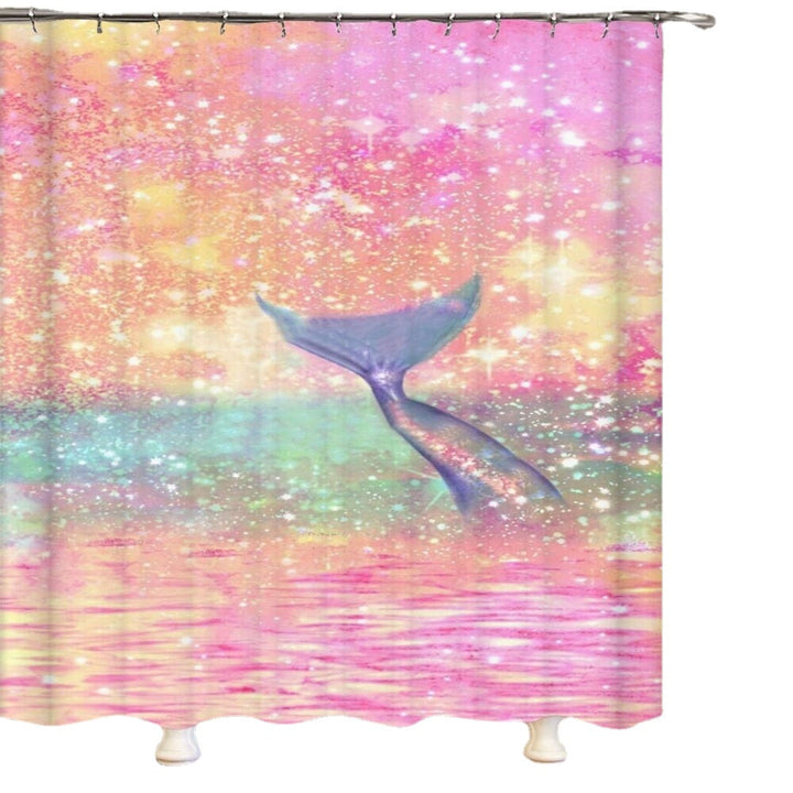 Mermaid Tail Print Bathroom Shower Curtain Toilet Lid Cover Bath Mat Set Image 6