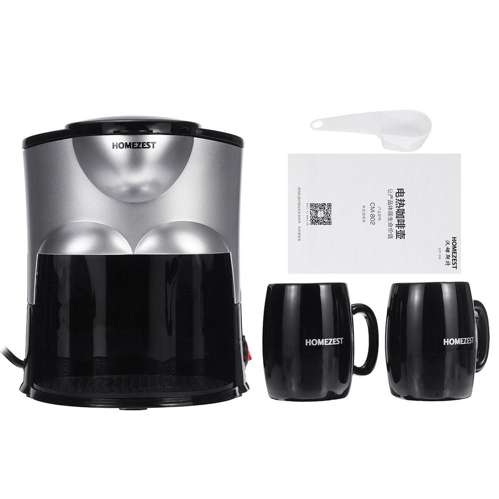 Mini Coffee Maker Ceramic Double Cup Automatic Home Small American Coffee Machine Image 1