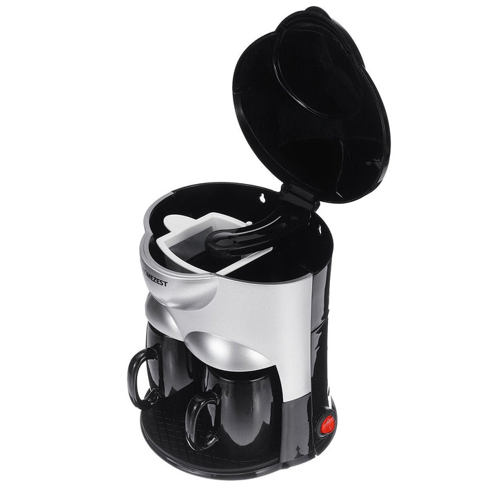 Mini Coffee Maker Ceramic Double Cup Automatic Home Small American Coffee Machine Image 2