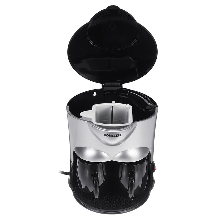 Mini Coffee Maker Ceramic Double Cup Automatic Home Small American Coffee Machine Image 3