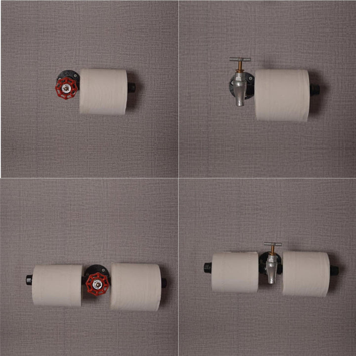 Retro Industrial Toilet Paper Roll Holder Pipe Shelf Floating Holder Bathroom Wall Mounted Image 1