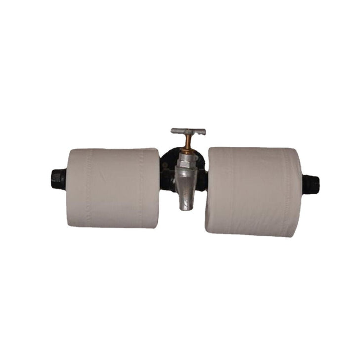 Retro Industrial Toilet Paper Roll Holder Pipe Shelf Floating Holder Bathroom Wall Mounted Image 2