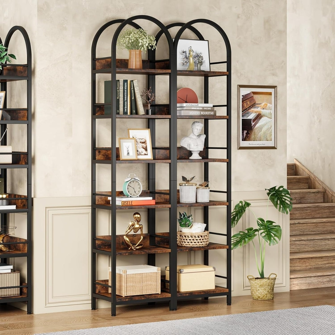 Tribesigns 6-Tier Open Bookshelf, 78.7" Tall Arched Bookcase Narrow Bookshelf with Metal Frame, Freestanding Corner Image 3