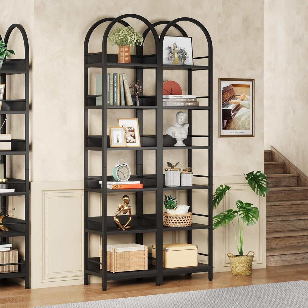 Tribesigns 6-Tier Open Bookshelf, 78.7" Tall Arched Bookcase Narrow Bookshelf with Metal Frame, Freestanding Corner Image 9