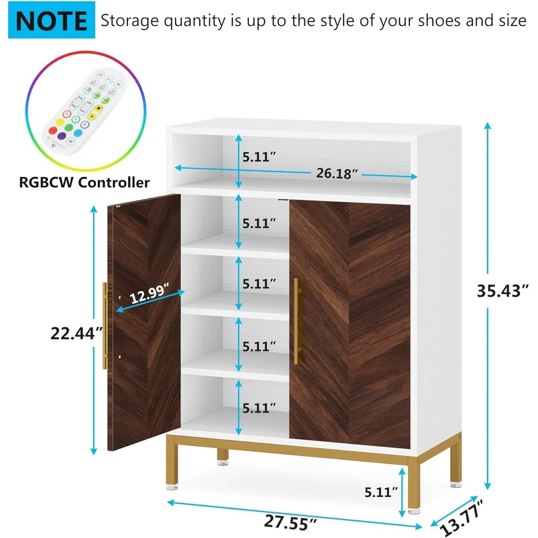 Tribesigns Shoe Cabinet with Doors and Shelves, 16 Pairs Entryway Shoe Storage Cabinet with Led Light Image 2