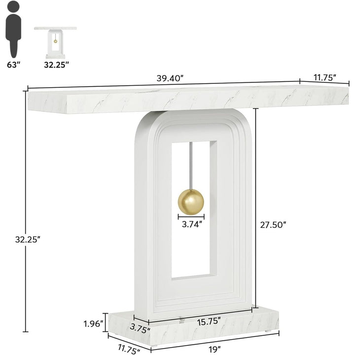 Tribesigns Modern Console Table, 40 Inches Narrow Sofa Entryway Table with Pendulum Shape Base, Contemporary Wood Image 2