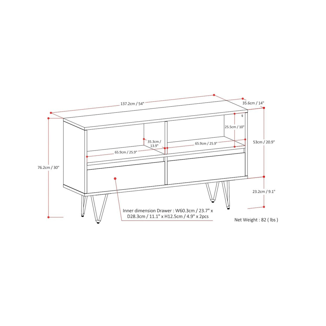 Chase Low Bookcase Acacia Solid Wood Storage Industrial Design Hairpin Legs Image 10