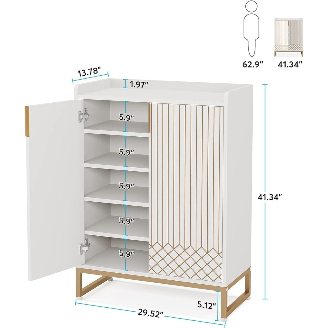 Tribesigns 5-Tier White Shoe Cabinet Organizer for 25 Pairs Modern Wood Design Image 3