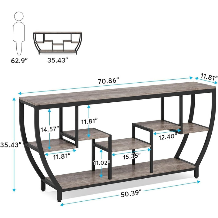 Tribesigns 70.9 Inch Rustic Console Table with 7 Shelves Industrial Entryway Table Image 6
