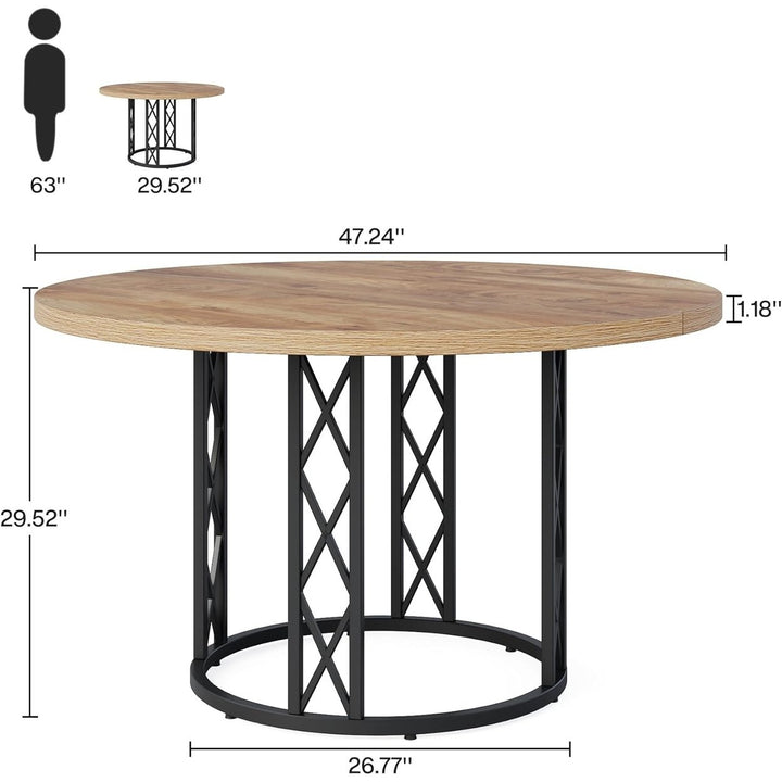 Tribesigns 47 Inch Round Dining Table for 4 Modern Wood Grain Metal Base Image 2