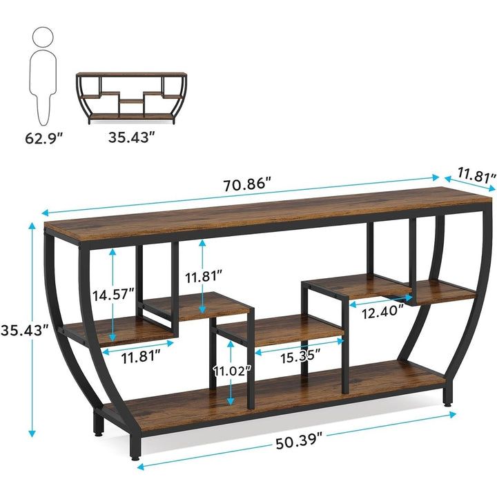 Tribesigns 70.9 Inch Rustic Console Table with 7 Shelves Industrial Entryway Table Image 12