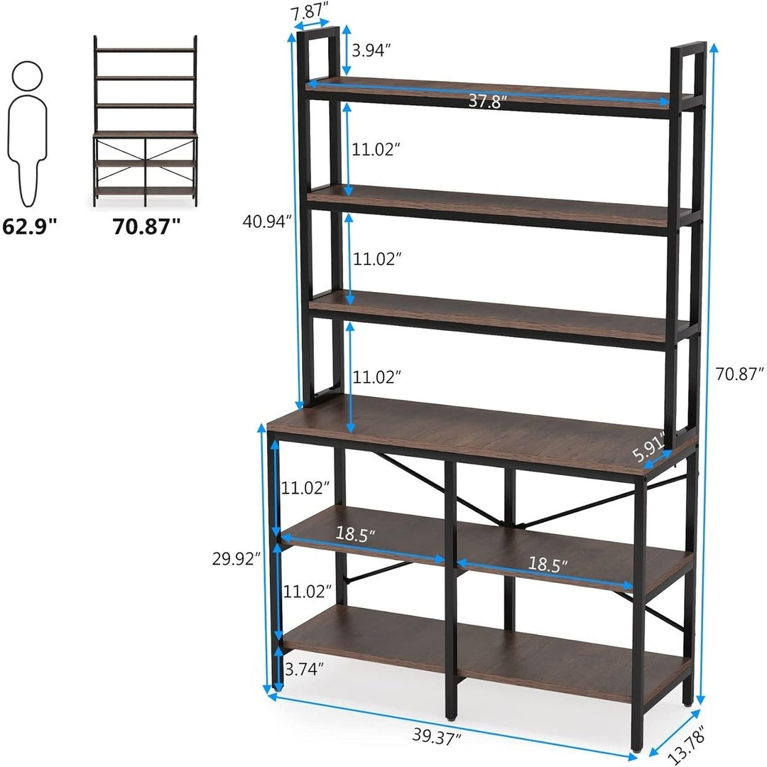 Tribesigns 6-Tier Industrial Bookshelf Rustic Storage Rack Open Shelf Brown Iron Image 8