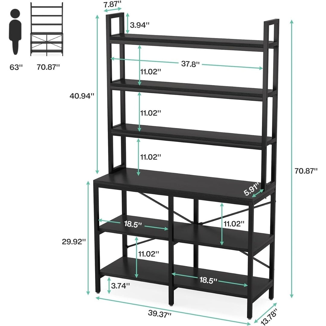 Tribesigns 6-Tier Industrial Bookshelf Rustic Storage Rack Open Shelf Brown Iron Image 12