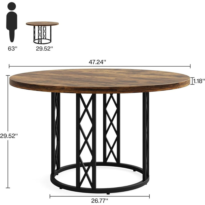 Tribesigns 47 Inch Round Dining Table for 4 Modern Wood Grain Metal Base Image 8