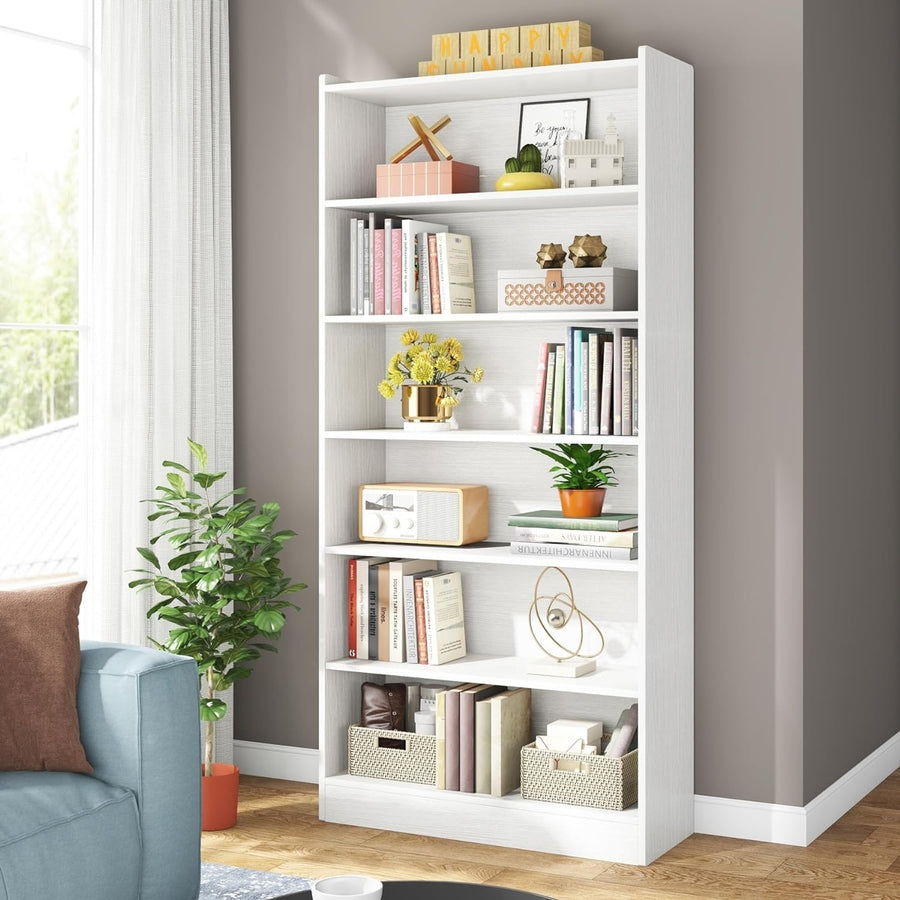 Tribesigns 78-Inch Tall White Bookcase 7-Tier Storage Bookshelves Modern Design Image 1