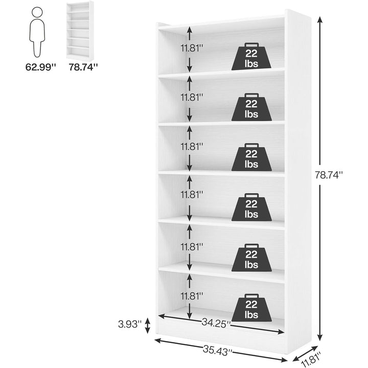 Tribesigns 78-Inch Tall White Bookcase 7-Tier Storage Bookshelves Modern Design Image 2