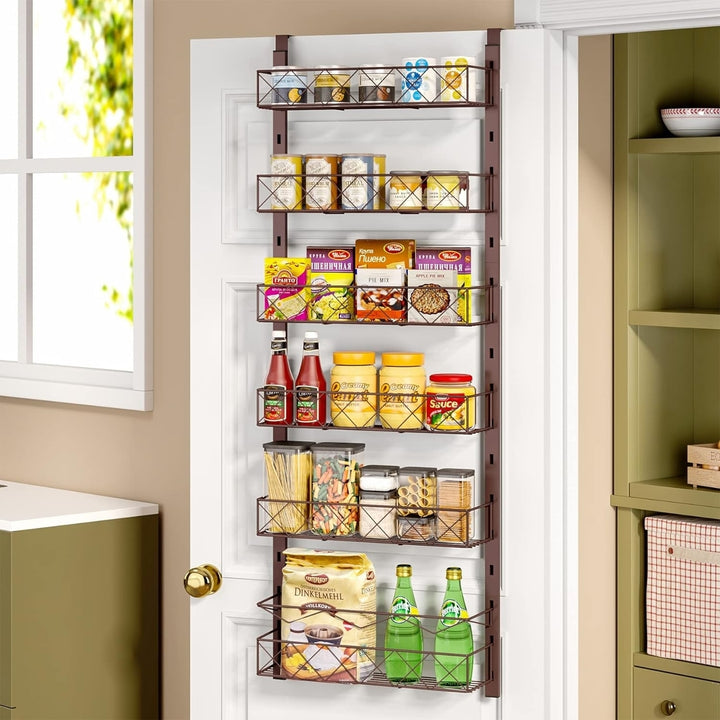 Tribesigns Easylife Pantry Door Organizer, Over the Door Pantry Organizer with 6 Height-Adjustable Baskets Image 2