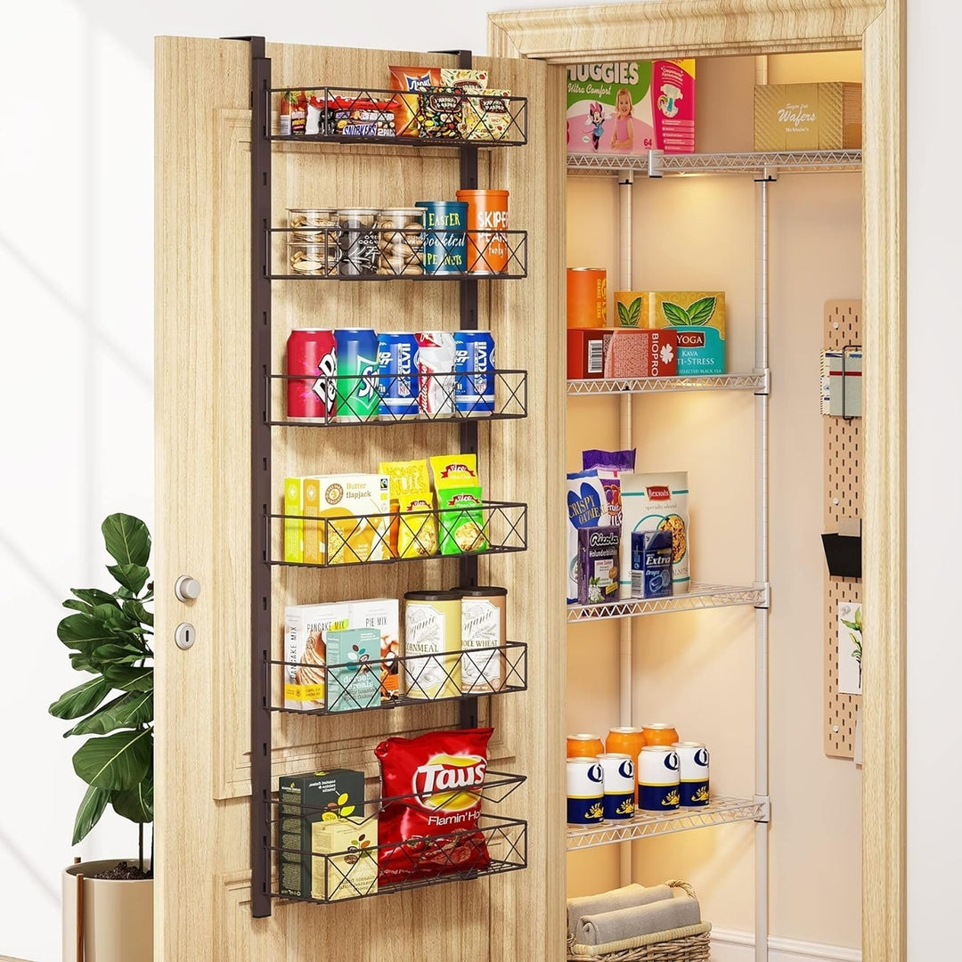 Tribesigns Easylife Pantry Door Organizer, Over the Door Pantry Organizer with 6 Height-Adjustable Baskets Image 3