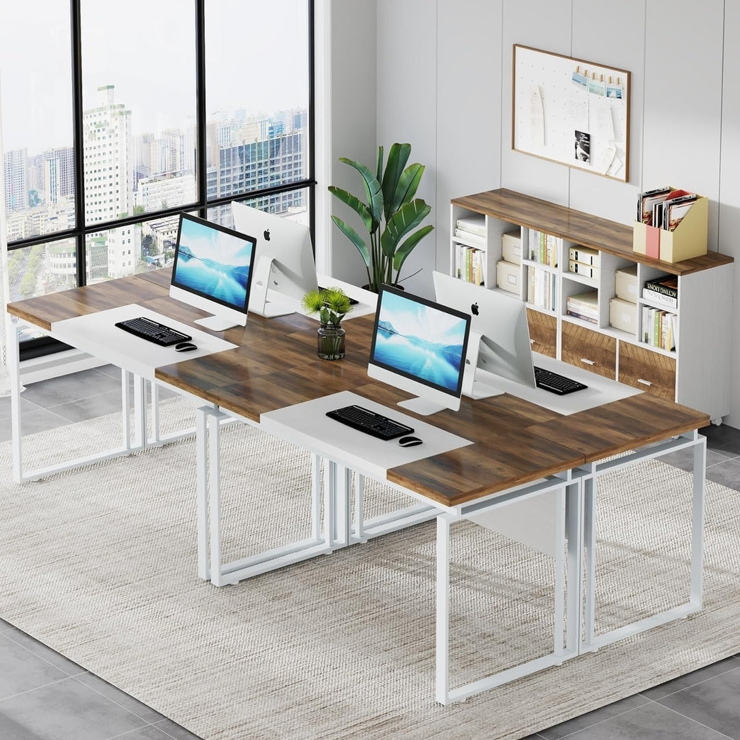 Tribesigns L-Shaped Executive Desk 63" with Reversible File Cabinet Karo Oak White Image 4