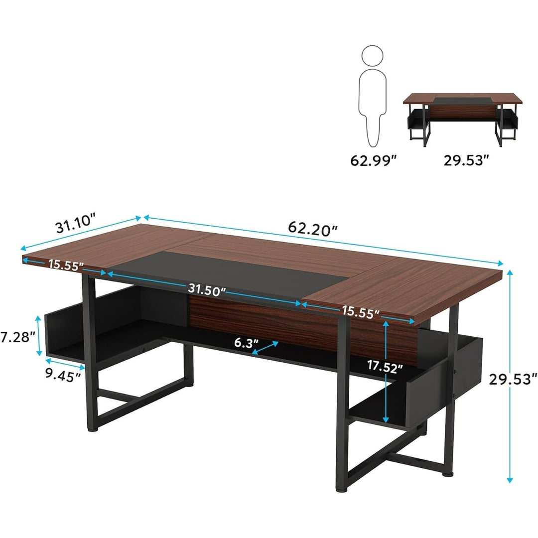 Tribesigns 62 Inch Executive Desk Modern Office Workstation with Storage Shelves Image 6