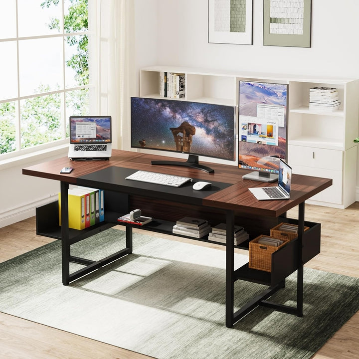 Tribesigns 62 Inch Executive Desk Modern Office Workstation with Storage Shelves Image 4