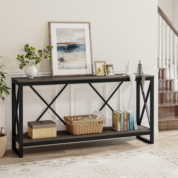 Tribesigns 70.9 Inch Console Table Industrial Entryway Sofa Table Open Shelf Image 1