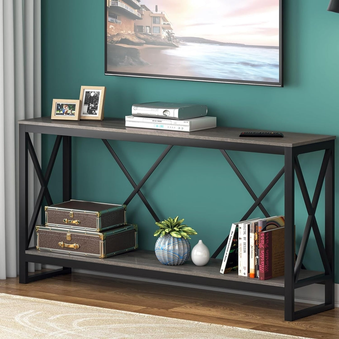 Tribesigns 70.9 Inch Console Table Industrial Entryway Sofa Table Open Shelf Image 5