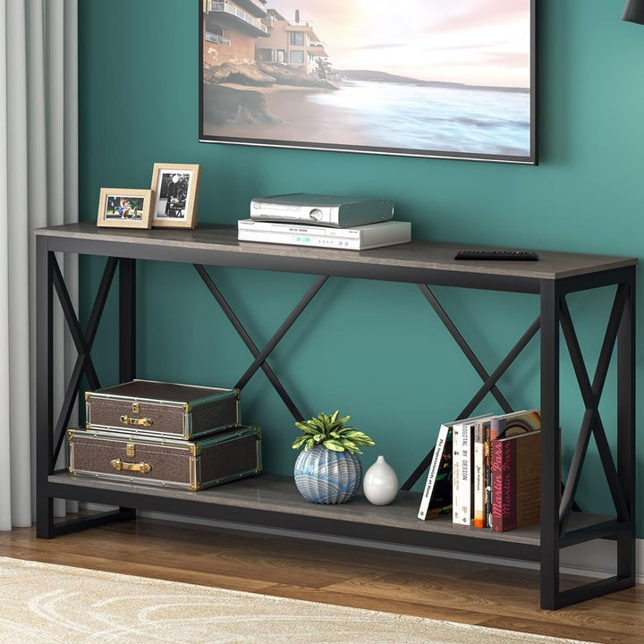 Tribesigns 70.9 Inch Console Table Industrial Entryway Sofa Table Open Shelf Image 5