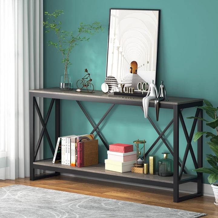 Tribesigns 70.9 Inch Console Table Industrial Entryway Sofa Table Open Shelf Image 6