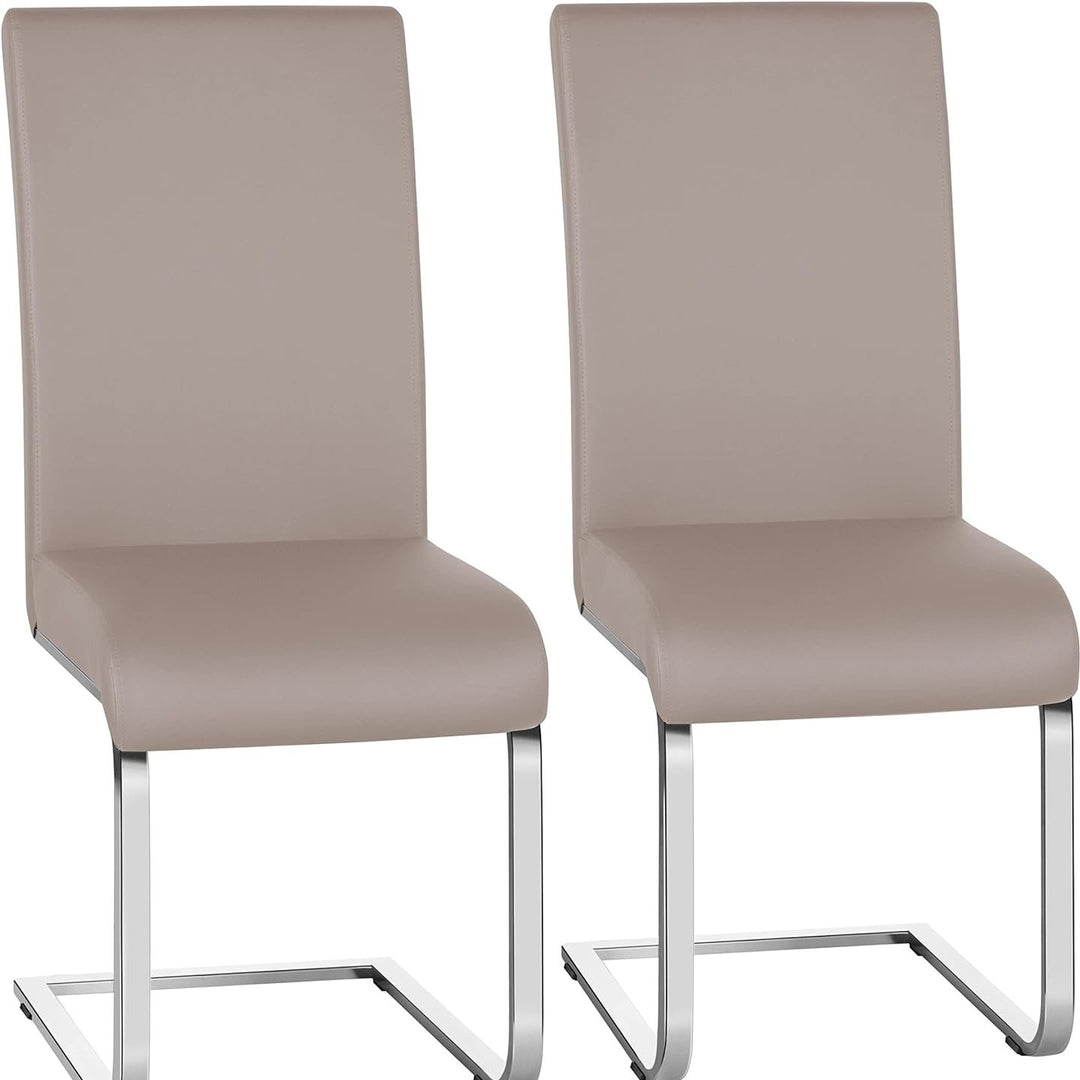 Yaheetech Dining Chairs High Back Leather Side Chairs Dining Living Room Chairs Upholstered Armless Chair with Metal Image 1