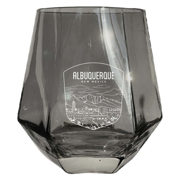 Albuquerque Mexico Souvenir Stemless Diamond Wine Glass Engraved 15 oz Image 2