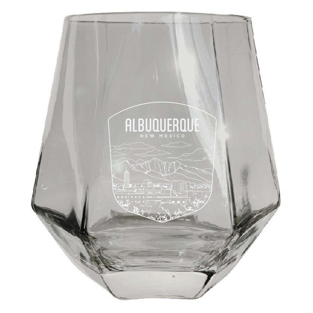 Albuquerque Mexico Souvenir Stemless Diamond Wine Glass Engraved 15 oz Image 3