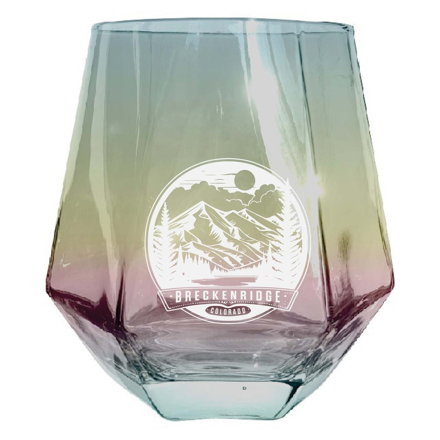 Brekenridge Colorado Souvenir Stemless Diamond Wine Glass Engraved 15 oz Image 1