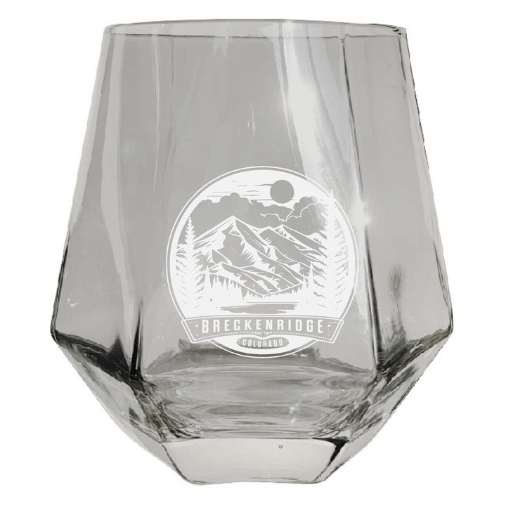 Brekenridge Colorado Souvenir Stemless Diamond Wine Glass Engraved 15 oz Image 2