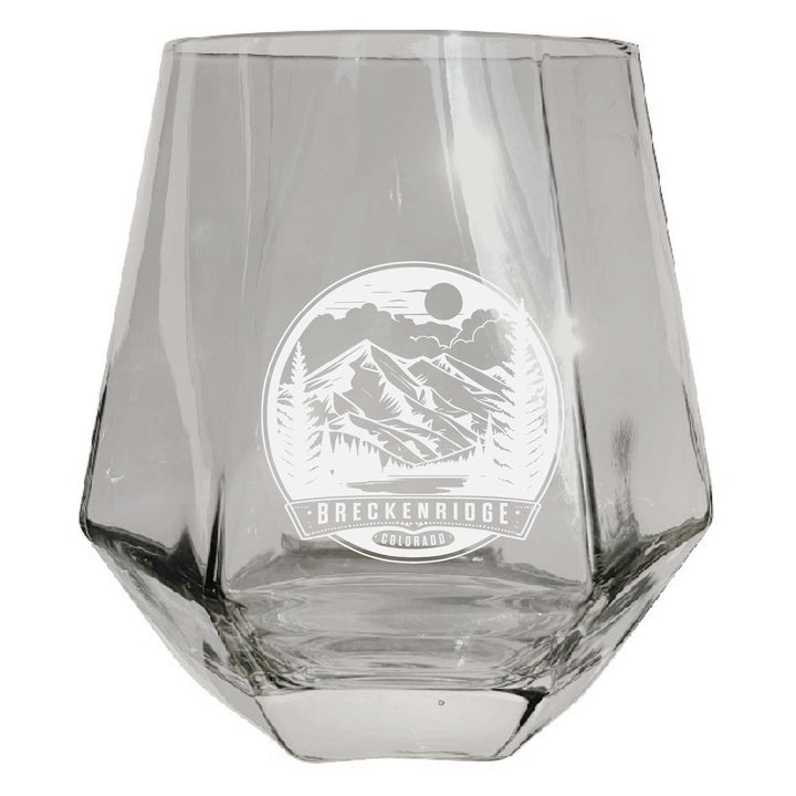 Brekenridge Colorado Souvenir Stemless Diamond Wine Glass Engraved 15 oz Image 1