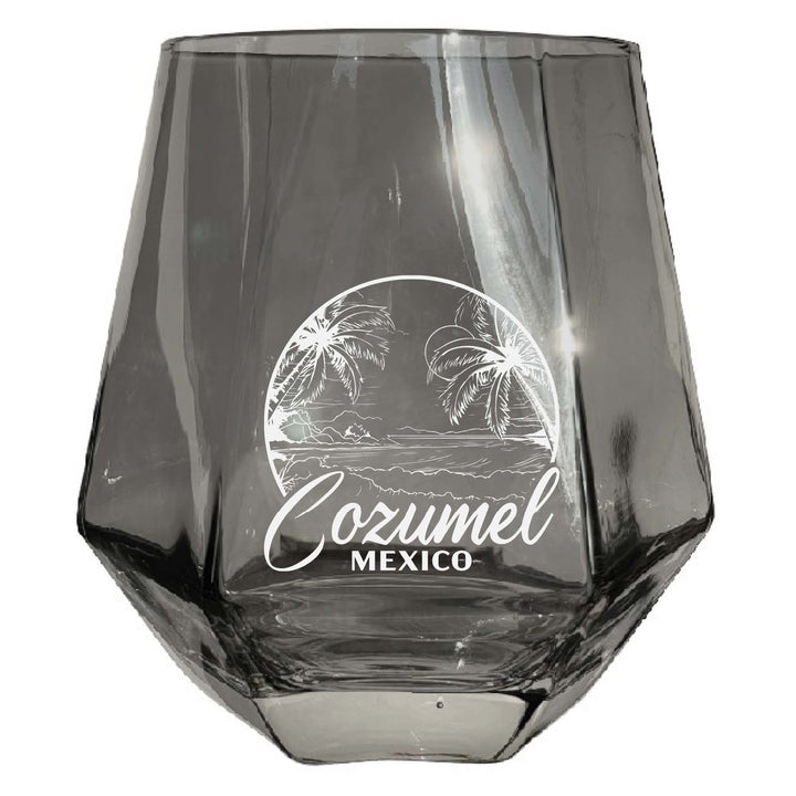 Cozumel Mexico Souvenir Stemless Diamond Wine Glass Engraved 15 oz Image 3