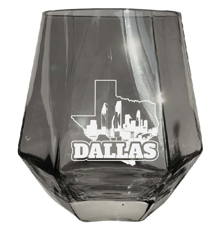 Dallas Texas Souvenir Stemless Diamond Wine Glass Engraved 15 oz Image 2