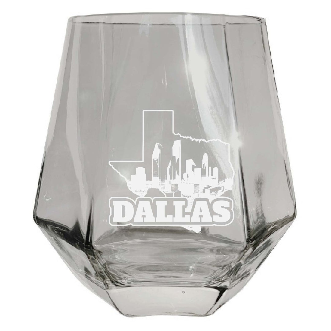 Dallas Texas Souvenir Stemless Diamond Wine Glass Engraved 15 oz Image 3