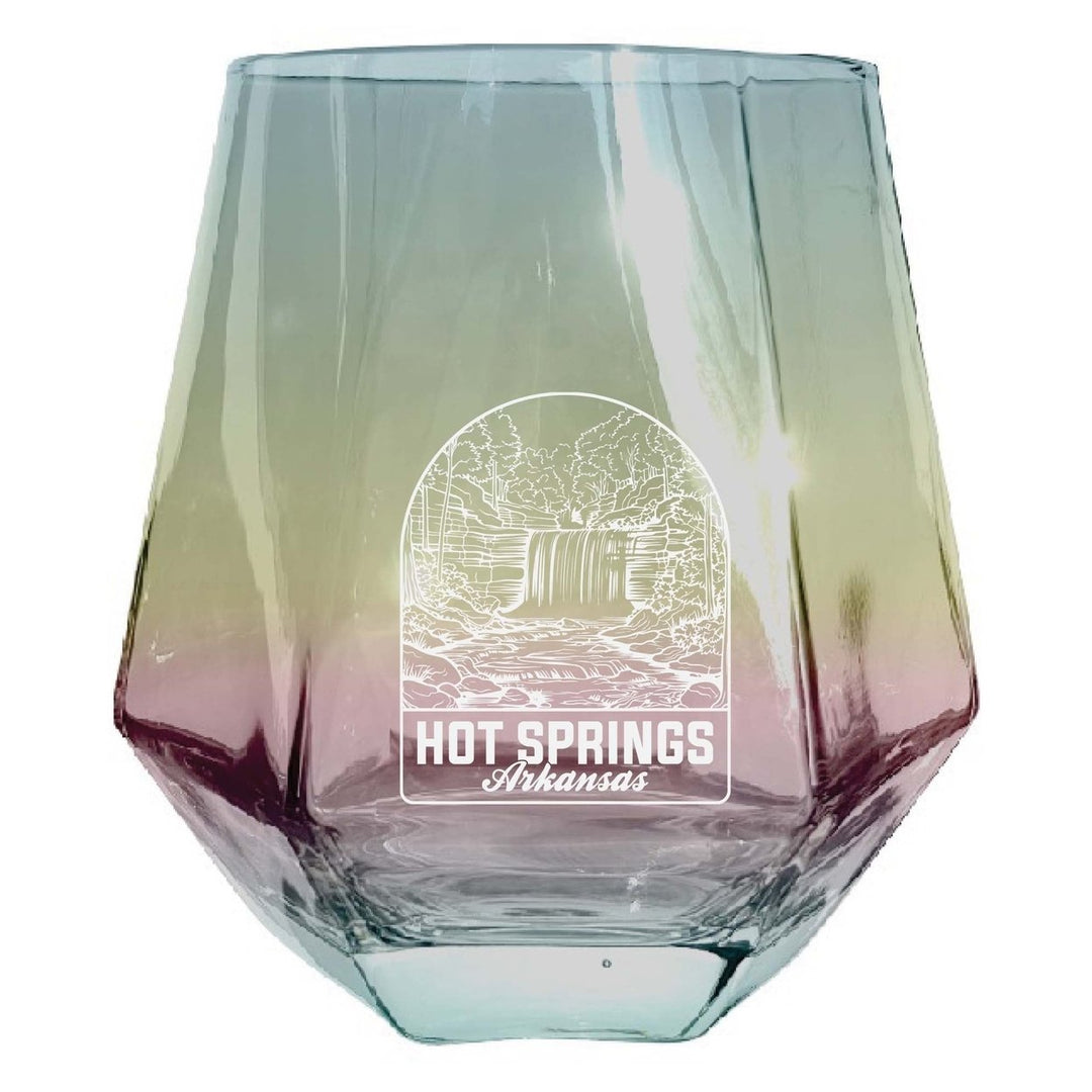 Hot Springs Arkansas Souvenir Stemless Diamond Wine Glass Engraved 15 oz Image 1