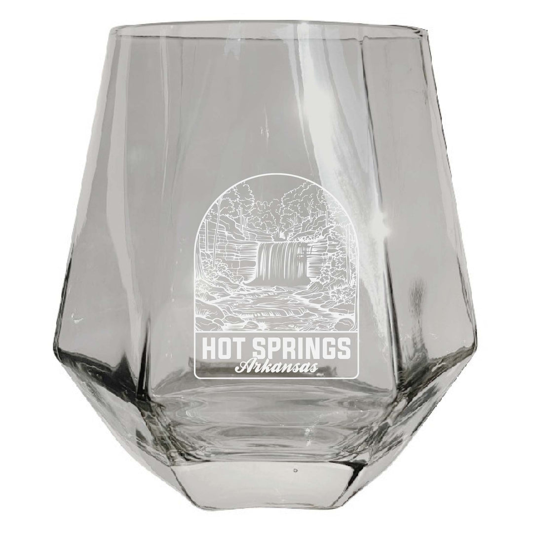 Hot Springs Arkansas Souvenir Stemless Diamond Wine Glass Engraved 15 oz Image 3