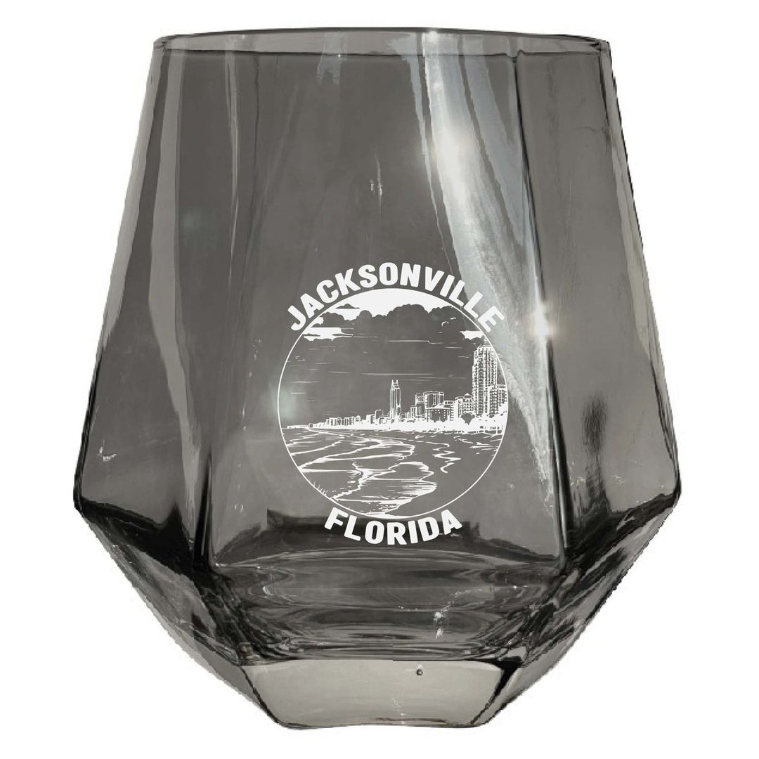 Jacksonville Florida Souvenir Stemless Diamond Wine Glass Engraved 15 oz Image 1